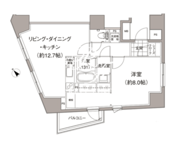 パークハビオ元麻布 1302 間取り図