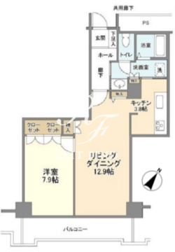 トルナーレ日本橋浜町 1609 間取り図