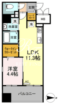 トリオマーレ蔵前 1205 間取り図