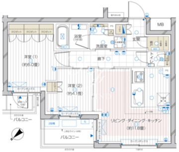 ザ・レジデンス駒込染井 102 間取り図
