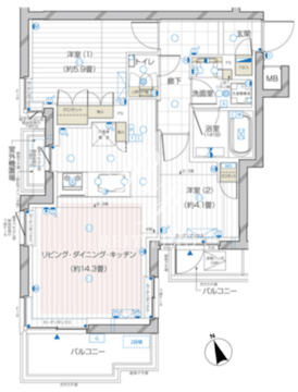 ザ・レジデンス駒込染井 206 間取り図