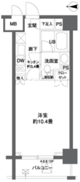 パークキューブ神田 1004 間取り図
