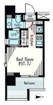 レジディア市谷薬王寺 808 間取り図