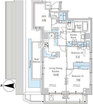 パークアクシス市谷加賀町 502 間取り図