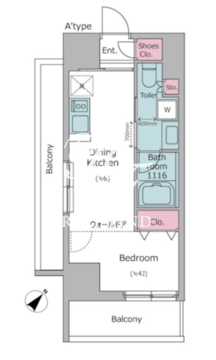 レジディア都立大 206 間取り図
