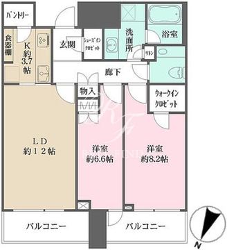 赤坂タワーレジデンストップオブザヒル 3411 間取り図