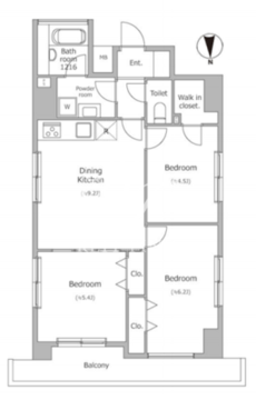 レジディア銀座東 1405 間取り図