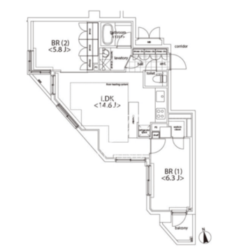 カスタリア麻布十番 901 間取り図