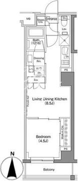 ザ・パークハビオ神楽坂香月 202 間取り図