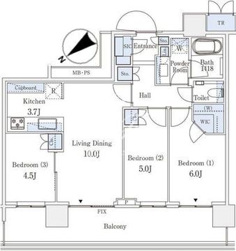 パークシティ武蔵小山ザタワー 2913 間取り図