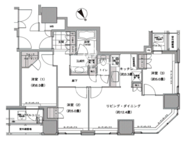 ウエストパークタワー池袋 1802 間取り図