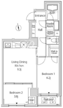 カーサスプレンディッド麻布十番駅前 201 間取り図