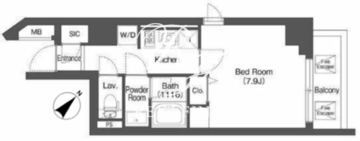 アイフラット中目黒 601 間取り図