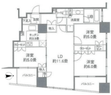 カスタリアタワー品川シーサイド 2404 間取り図