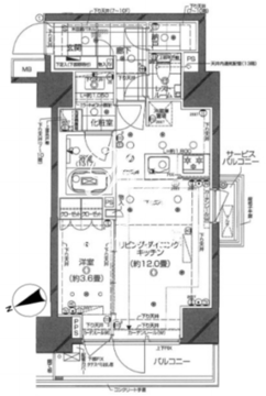 ピアース浅草 1203 間取り図