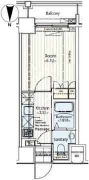 ドゥーエ新富町 604 間取り図
