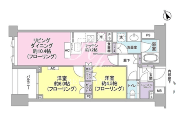 ミッドガーデン赤坂氷川 505 間取り図
