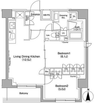 ザ・パークハビオ駒込 804 間取り図