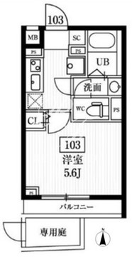 エルファーロ神楽坂 103 間取り図