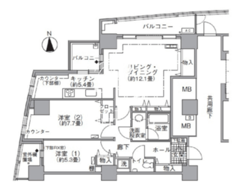 アクティ汐留 3811 間取り図
