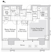 六本木グランドタワーレジデンス 1901 間取り図