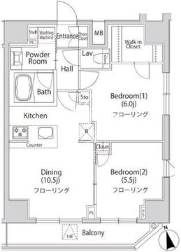 カーサスプレンディッド虎ノ門新橋 1502 間取り図