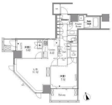 レジディアタワー目黒不動前 2910 間取り図