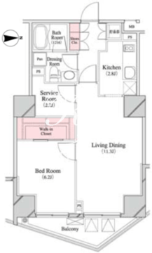 パークキューブ八丁堀 1407 間取り図