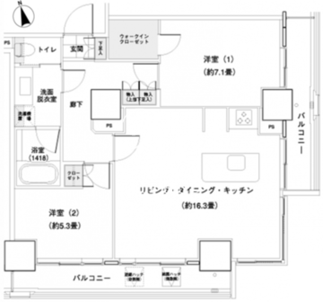 パークキューブ愛宕山タワー 1903 間取り図