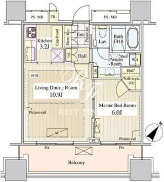 パークコート千代田富士見ザタワー 1013 間取り図