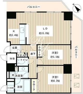 トレステージ目黒 1501 間取り図