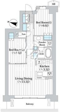 アビティグランデ砧 A-208 間取り図