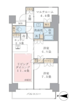 ブリリアイスト東雲キャナルコート 607 間取り図
