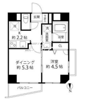 デュオステージ白金高輪 501 間取り図