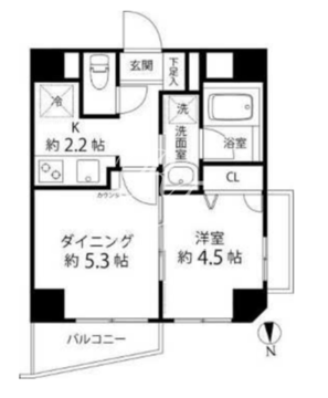 デュオステージ白金高輪 601 間取り図