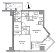 レジディア自由が丘 405 間取り図