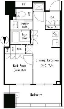 パークタワー錦糸町 412 間取り図