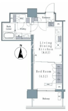 プレジリア新富町 209 間取り図