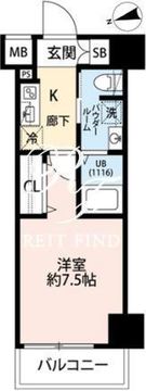 プレール・ドゥーク門前仲町3 1007 間取り図