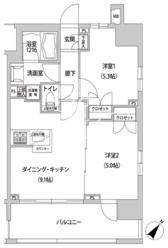 ラクラス幡ヶ谷 1301 間取り図