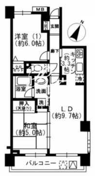 レジディア根岸 203 間取り図