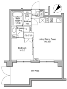 コートレアル三田綱町 103 間取り図