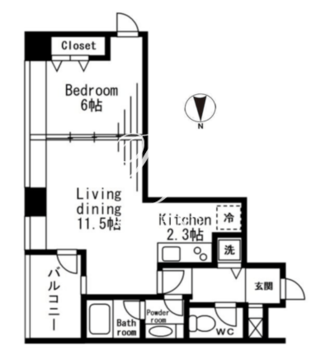 レジディアタワー麻布十番 1206 間取り図