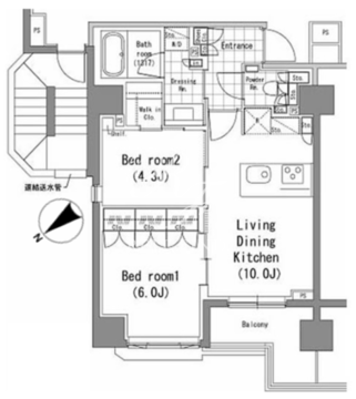 パークハビオ新橋 1301 間取り図