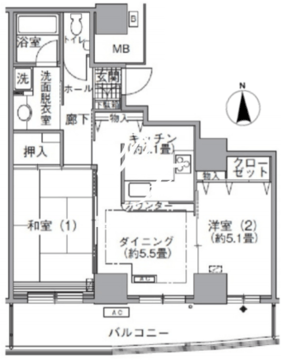 アクティ汐留 2408 間取り図