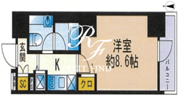 セレニティコート渋谷神泉 1202 間取り図