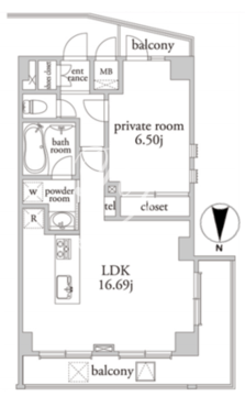 アーベイン早稲田 701 間取り図