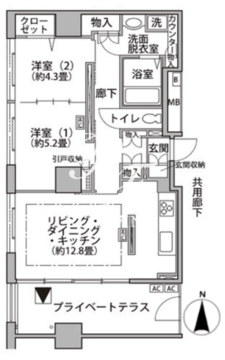 東雲キャナルコートCODAN 19-505 間取り図