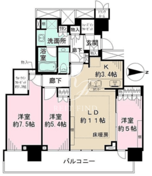 ザ・パークハウス晴海タワーズティアロレジデンス 414 間取り図