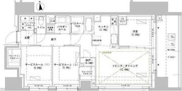 パークスフィア牛込神楽坂 204 間取り図